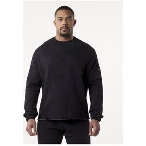 Alphalete Men’s Washed Raw - Cut Sweater - Black Bird, Size Large